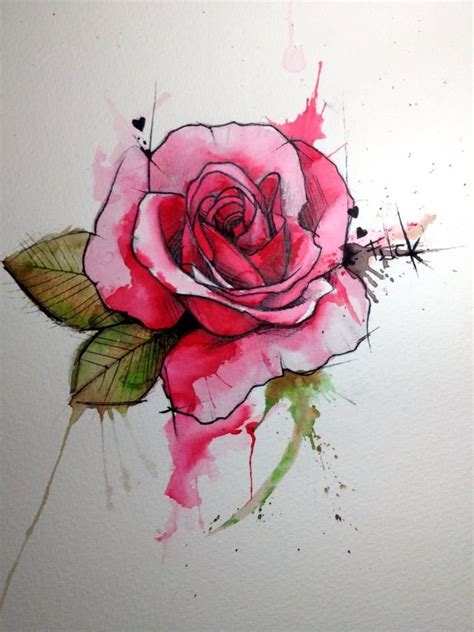 Gorgeous Watercolor Rose Tattoo Itd Be A Fun Detail To Incorporate Into An Even Bigger Tattoo