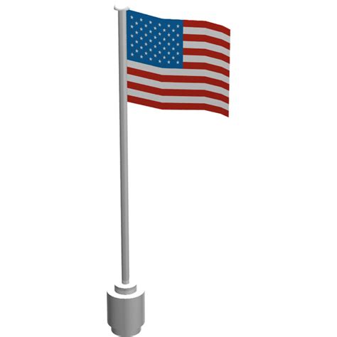 Lego Flag On Flagpole With United States With Bottom Lip 777 Brick