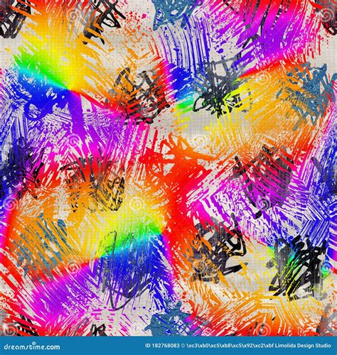 Seamless Vibrant Rainbow Painted Texture Bold Primary Color Artistic