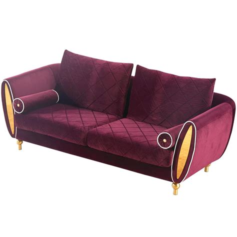 Luxury Burgundy Velvet Sipario Vita Sofa Ef 22561 European Furniture