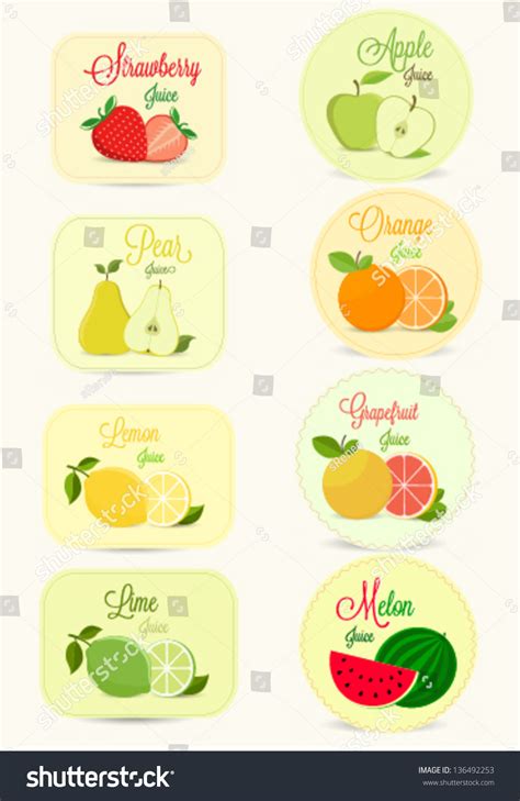 Fruits Labels Set Stock Vector Illustration 136492253 Shutterstock