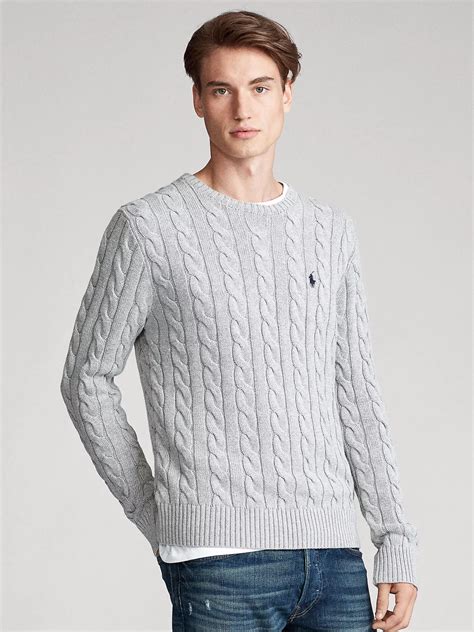 polo ralph lauren cotton cable knit jumper grey heather