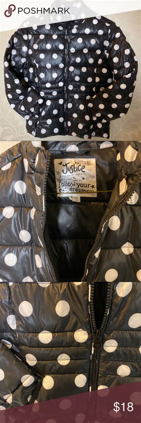 Justice Girls Size 10 Polka Dot Puffer Coat Nwot Puffer Coat Size