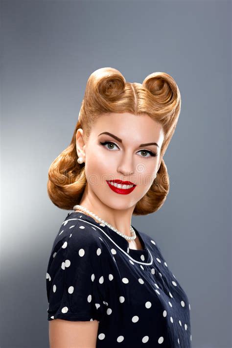 Pin Up Fashion Model In Retro Dress Glamour Stock Image