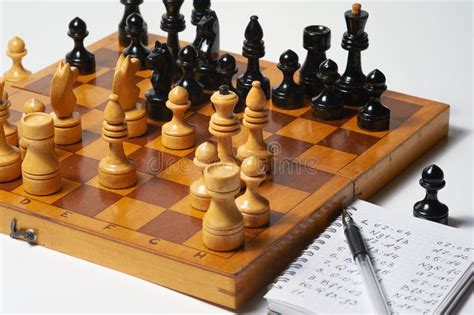 Chess Game Notebook With Notation And Pen Stock Photo Image Of Board