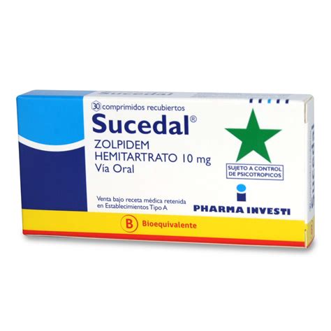 Sucedal Zolpidem Hemitartrato 10 Mg 30 Comprimidos Recubierto