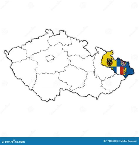 Moravian Silesian Region On Administration Map Of Czech Republic Stock