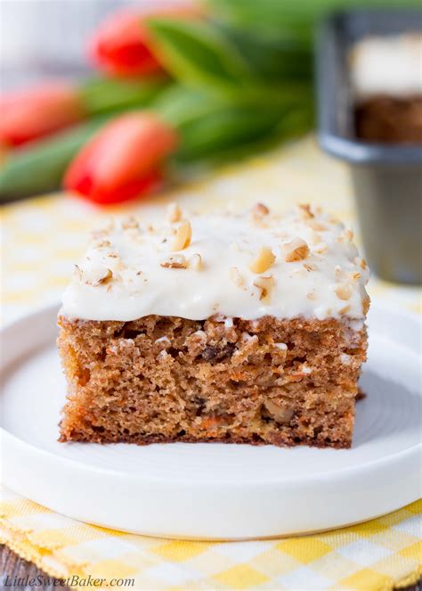Easy Carrot Cake With Cream Cheese Frosting Little Sweet Baker