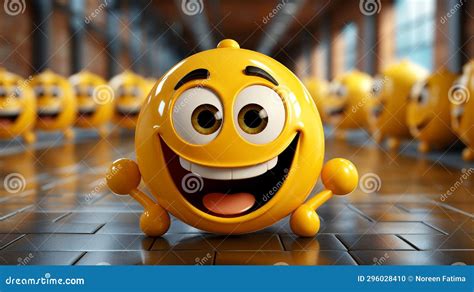Joyful Yellow Emoticon With A Friendly Smiley Face And Beaming