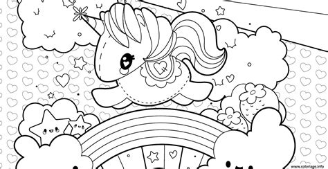 Coloriage licorne avec des ailes a imprimer gratuit az. Coloriage Licorne Arc En Ciel Kawaii Etoiles Happy Unicorn ...