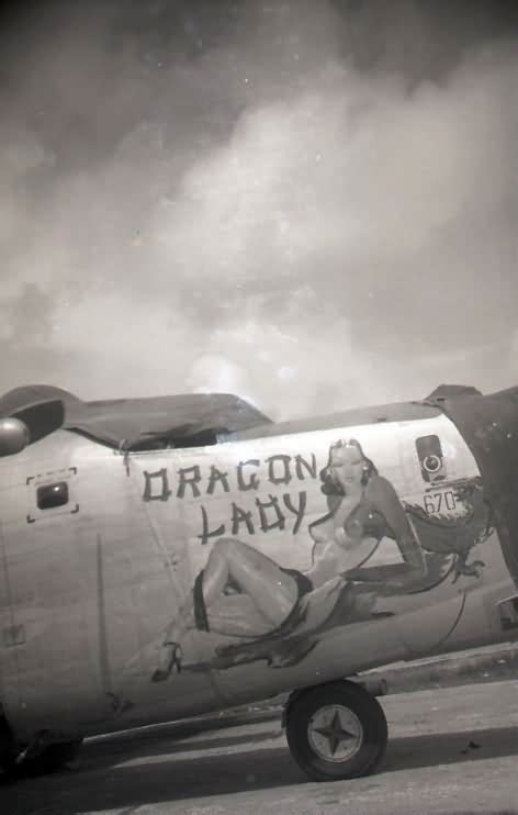 B 24 Liberator Bomber Nose Art Dragon Lady Okinawa 1945 11th Bomb Group