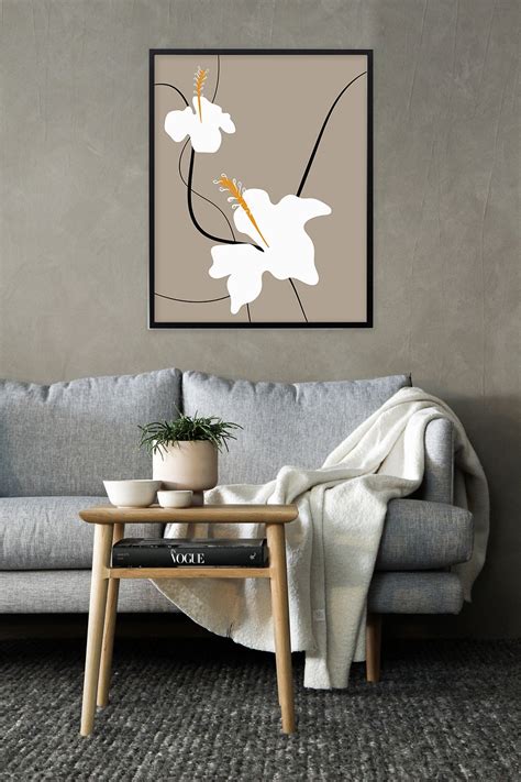 Hibiscus Flower Wall Art Japandi Wall Art Japandi Print Etsy Finland