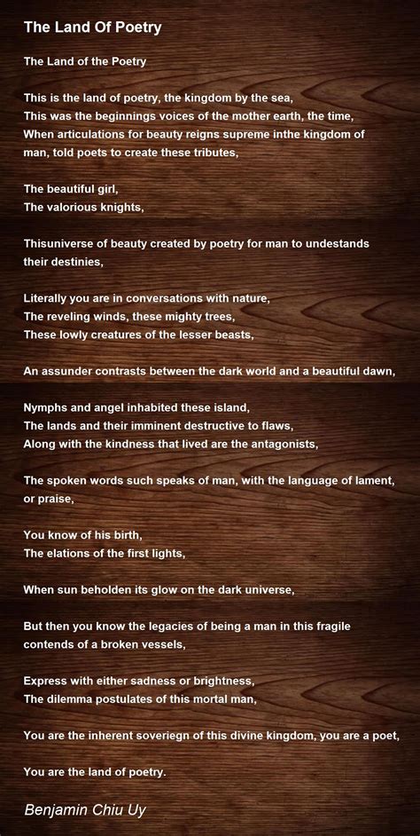 The Land Of Poetry The Land Of Poetry Poem By Benjamin Chiu Uy
