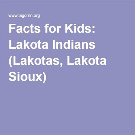 Facts For Kids Lakota Indians Lakotas Lakota Sioux In 2020