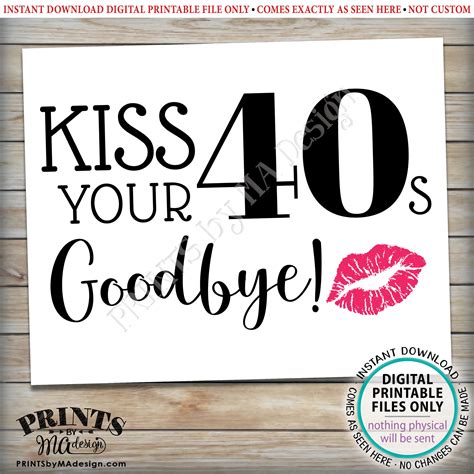 50th Birthday Sign Kiss Your 40s Goodbye Funny 50th Candy Bar Sign
