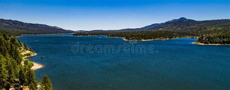 Aerial Drone Landscape Over Big Bear Lake California Stock Photo