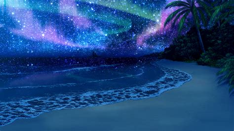 Beach Night Sky Stars Scenery Nature Anime K Wallpaper PC Desktop