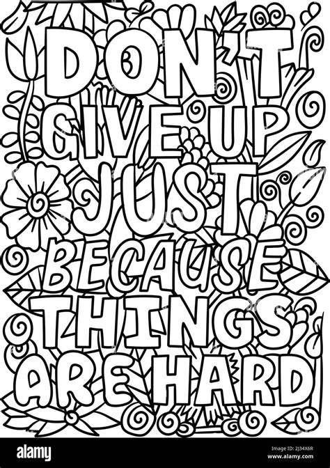 Dont Give Up Motivational Quote Coloring Page Stock Vector Image Art