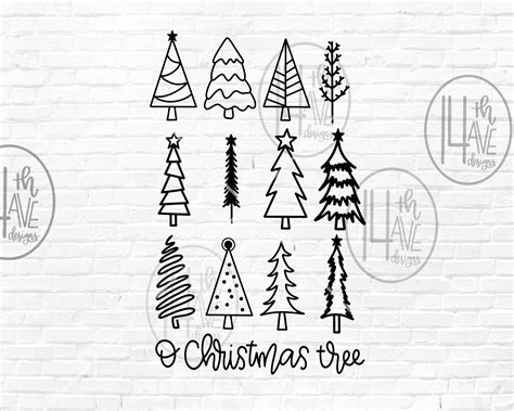christmas trees svg christmas trees svg hand drawn svg png dxf eps clip art sublimation
