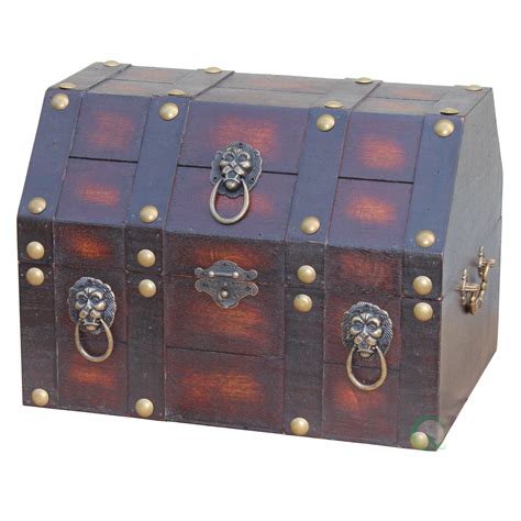Rosalind Wheeler Antique Pirate Treasure Chest With Lion Rings