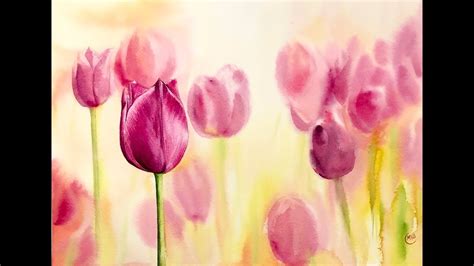 Tulips In Watercolors Painting Tutorial Real Time On Patreon Youtube