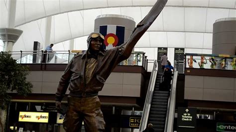 Jeppesen Bronze Statue At Denver International Airport Youtube