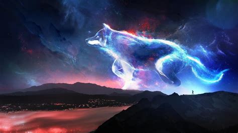 Fantasy Wolf On The Night Sky Wallpaper Backiee