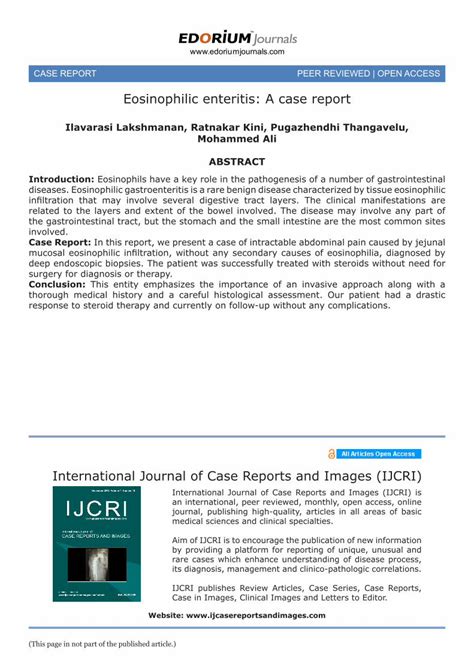 Pdf Eosinophilic Enteritis A Case Report · Eosinophilic