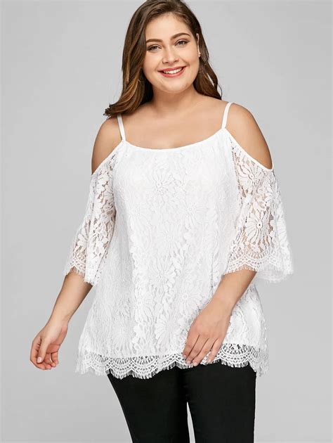 Buy Gamiss Women Fashions Plus Size 5xl Cold Shoulder Lace Blouses Summer White