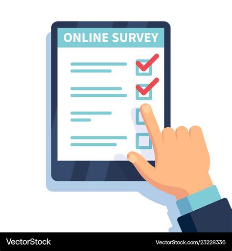 Online Survey Internet Surveying Hands Holding Vector Image