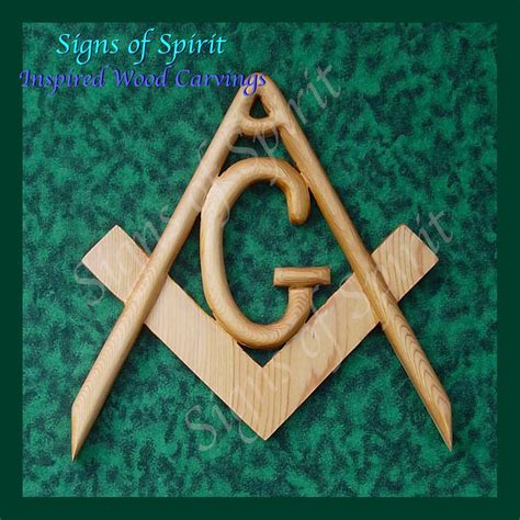 Masonic Symbol Freemasonry Emblem Wood Carved Compass And Etsy