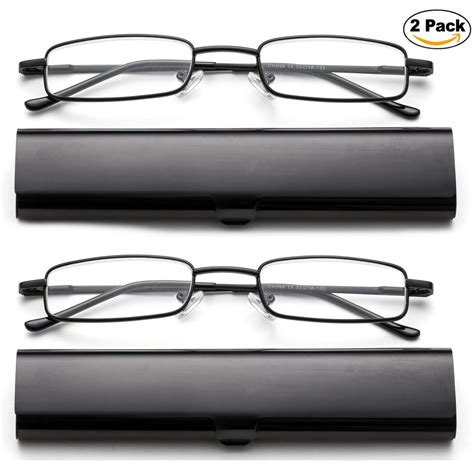 Newbee Fashion Portable Compact Reading Glasses In Aluminum Case Metal Rectangle Shaped Reading