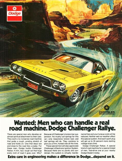1973 Dodge Challenger Ad Car Advertising Dodge Challenger Muscle