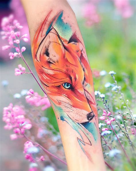 Watercolor Fox Tattoo Best Tattoo Ideas For Men And Women