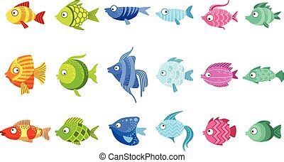 Fun colorful fish. Fun and colorful sea creatures: goldfish with other colorful options with ...