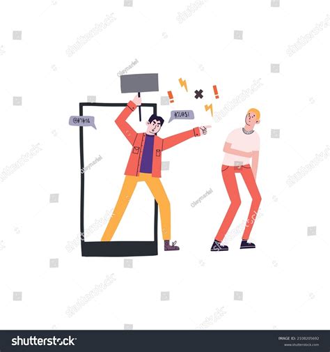 Cyberbulling Vector Concept Angry Guy Yells Stock Vector (Royalty Free