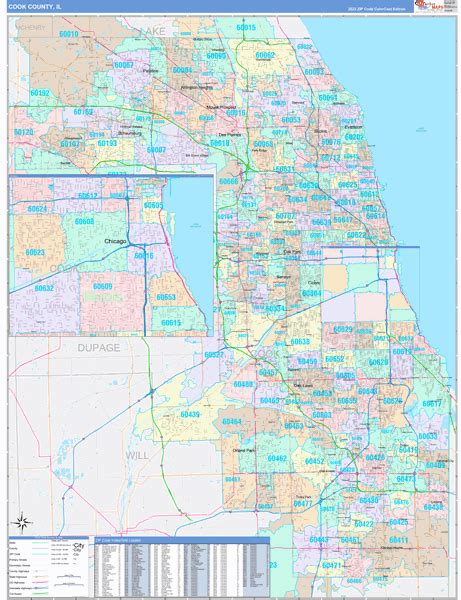 Cook County Il Zip Code Maps Color Cast