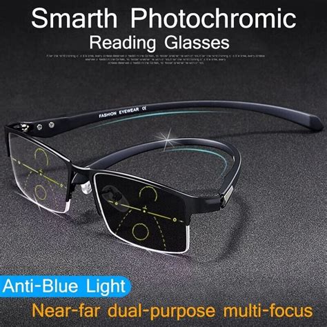 tr90 titanium multifocal óculos de leitura fotocromática progressiva bifocal anti blue ray uv