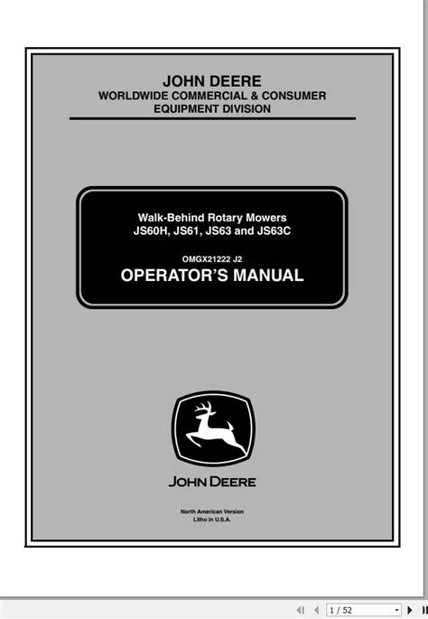 John Deere Js60h Js61 Js63 Js63c Operator Manual Omgx21222 J2 2002 Pdf