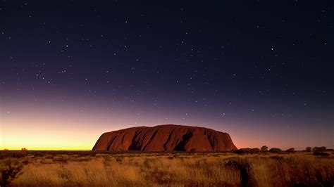 Download Ayers Rock Landscape Starry Sky Sky Night Australia Dessert