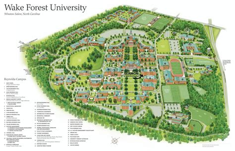 Wake Forest University Campus Map Map Vector