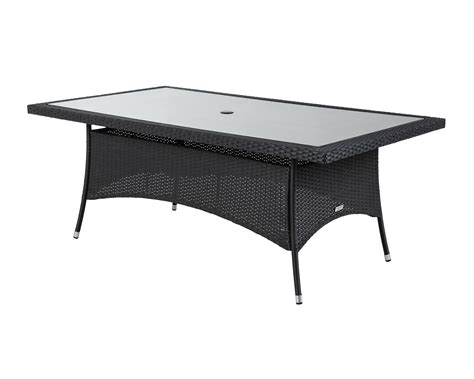 Deuba poly rattan bistro table coffee side snack outdoor garden furniture black colour model choice glass top (50 x 50 x 45 cm) 4.3 out of 5 stars. Large Rectangular Rattan Garden Dining Table in Black ...