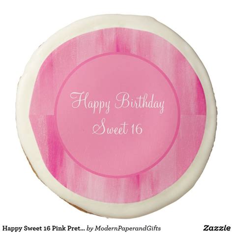 Happy Sweet 16 Pink Pretty Personalized Sugar Cookie