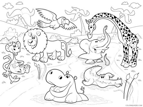 African Animals Coloring Page For Preschool