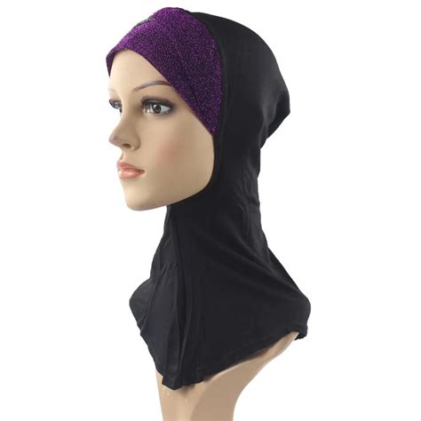 Muslim Inner Hijab Caps Islamic Underscarf Hats Ninja Hijab Cross Style Shimmer Soft And Stretch