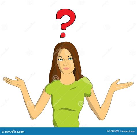 Confused Woman Concept Illustration With Wide Spread Hands And Question Marks Cartoondealer