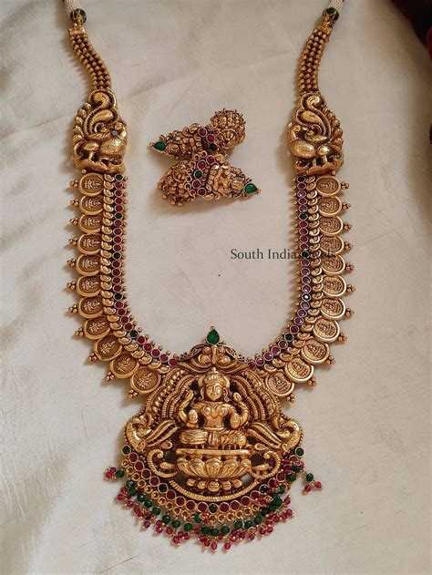 Traditional Lakshmi Pendant Kasula Haram South India Jewels