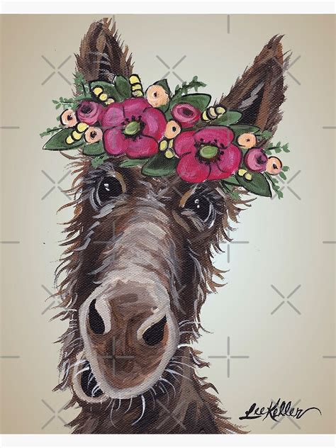 Donkey Art Donkey With Flower Crown Art Poster For Sale By