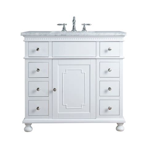 Stufurhome Abigail Embellished 36 Inches White Single Sink Bathroom