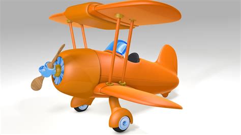 Cartoon Airplane Banner Low Poly Animated 3d Model 12 C4d Fbx Obj